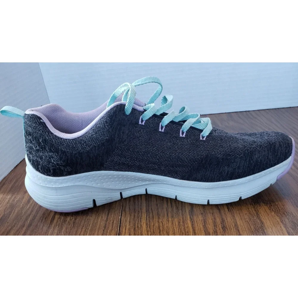 Skechers Comfy Wave Woman's Arch Fit Size 11 Black Lavender Shoes - Picture 3 of 15